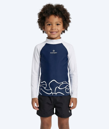 Watery UV-paidat lapsille - Chilton Pitkähihainen Rashguard - Tummansininen/valkoinen