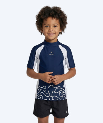 Watery UV-paidat lapsille - Chilton Lyhythihainen Rashguard - Tummansininen/valkoinen