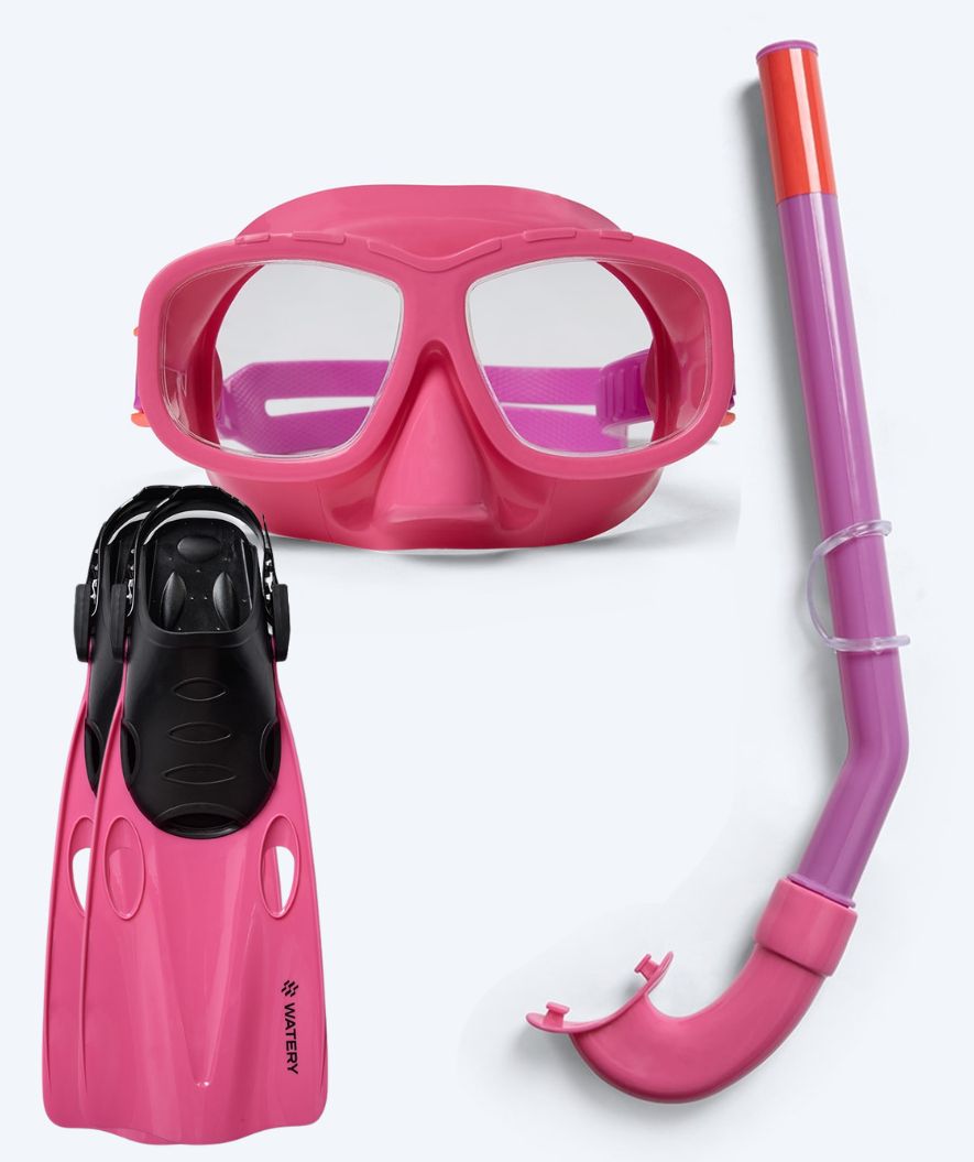 Watery snorkkelisetti junioreille (8-15) - Wyre/Masika - Violetti/vaaleanpunainen