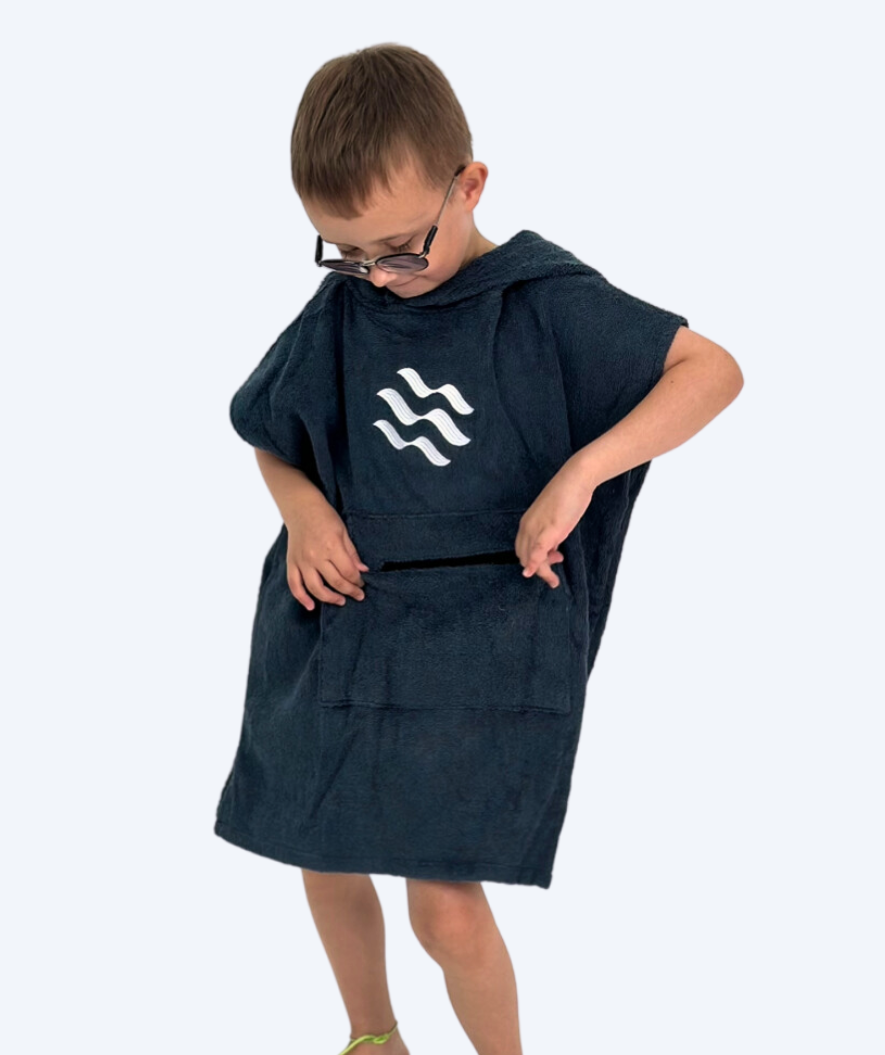 Watery kylpyponcho lapsille (1-6) - Puuvilla - Tummansininen