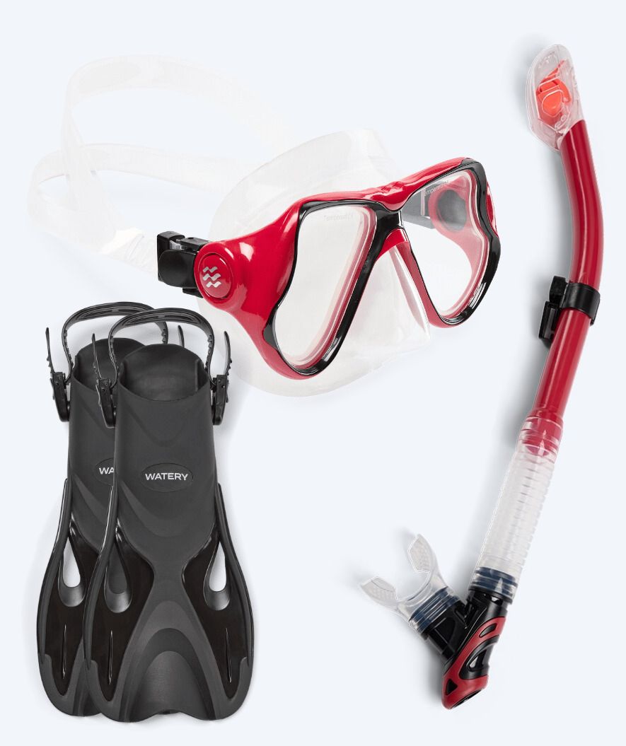 Watery snorkkelisetti aikuisille - Fisher/Hudson - Punainen
