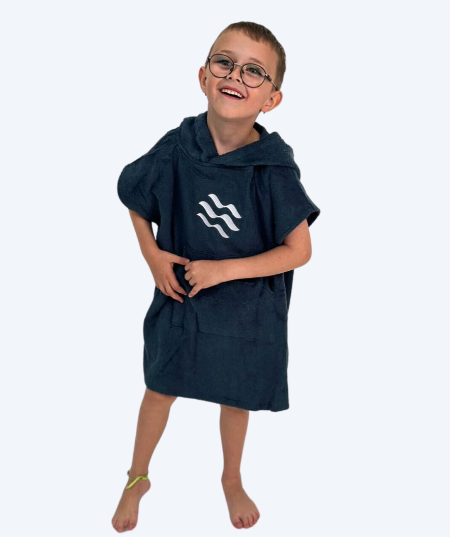 Watery kylpyponcho lapsille (1-6) - Puuvilla - Tummansininen