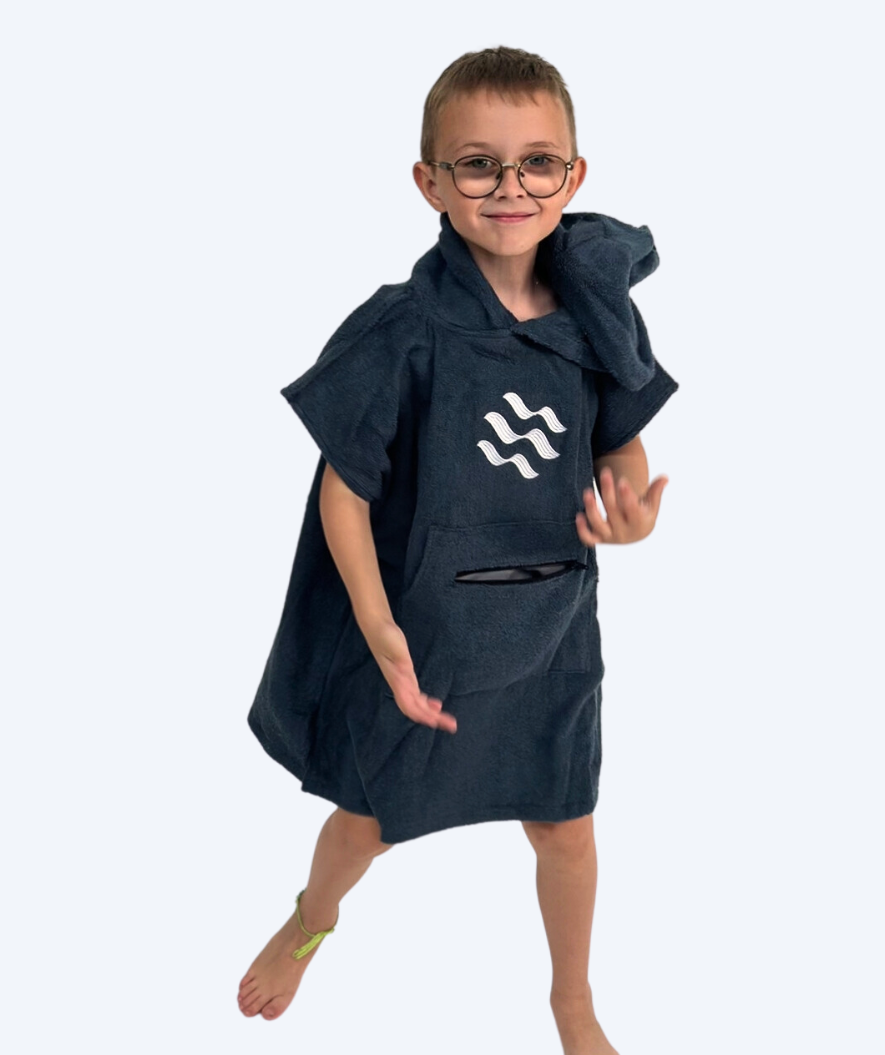 Watery kylpyponcho lapsille (1-6) - Puuvilla - Tummansininen