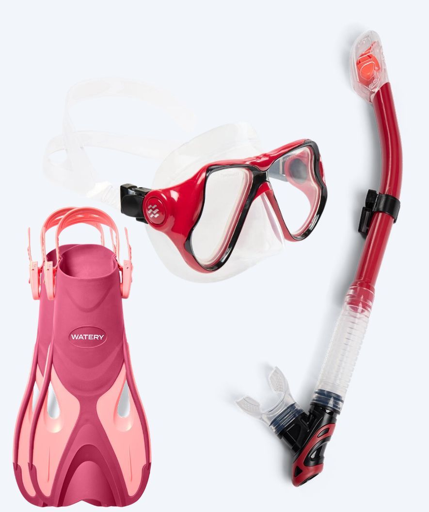 Watery snorkkelisetti aikuisille - Fisher/Hudson - Pinkki/punainen