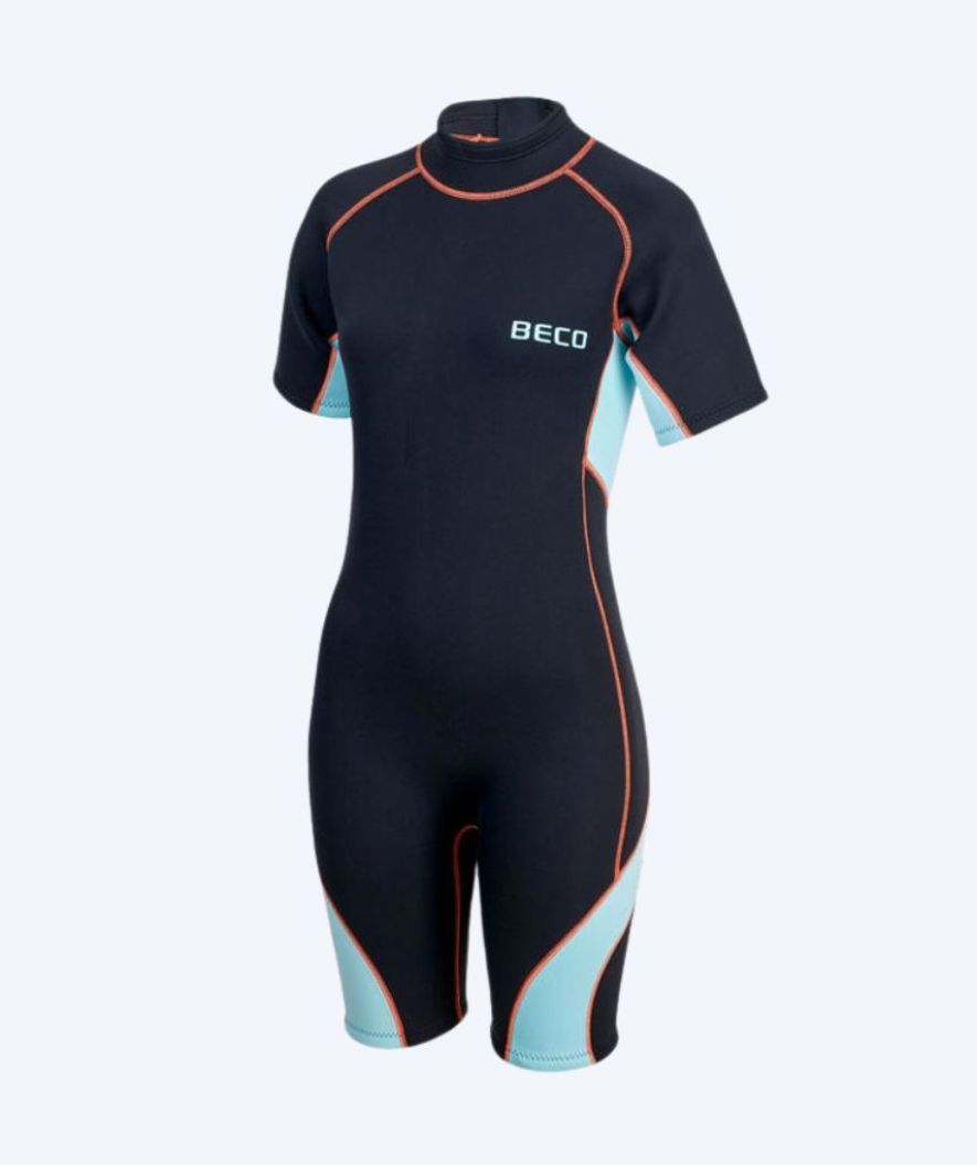 Beco neopreenimärkäpuku naisille - Neoprene Shorty - Musta/vaaleansininen