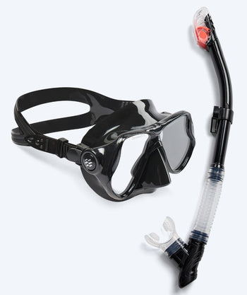 Watery Combo snorkkelisetti aikuisille - Hudson Full-dry - Musta
