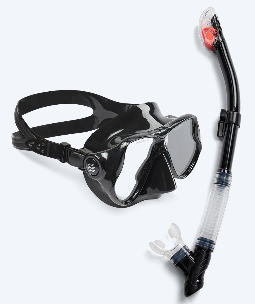 Watery Combo snorkkelisetti aikuisille - Hudson Full-dry - Musta