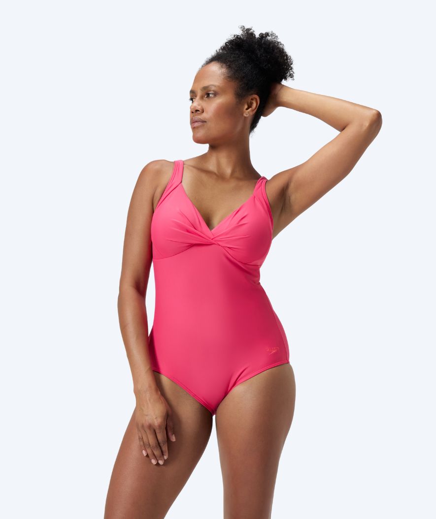 Speedo topattu uimapuku naisille - Shaping Cross Knot - Vaaleanpunainen