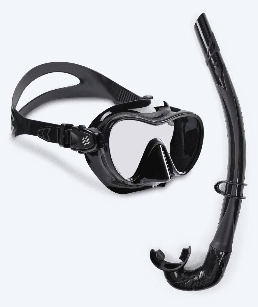 Watery Combo snorkkelisetti lapsille - Cliff - Musta