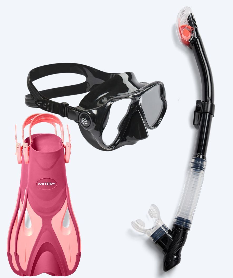 Watery snorkkelisetti aikuisille - Fisher/Hudson - Pinkki/musta