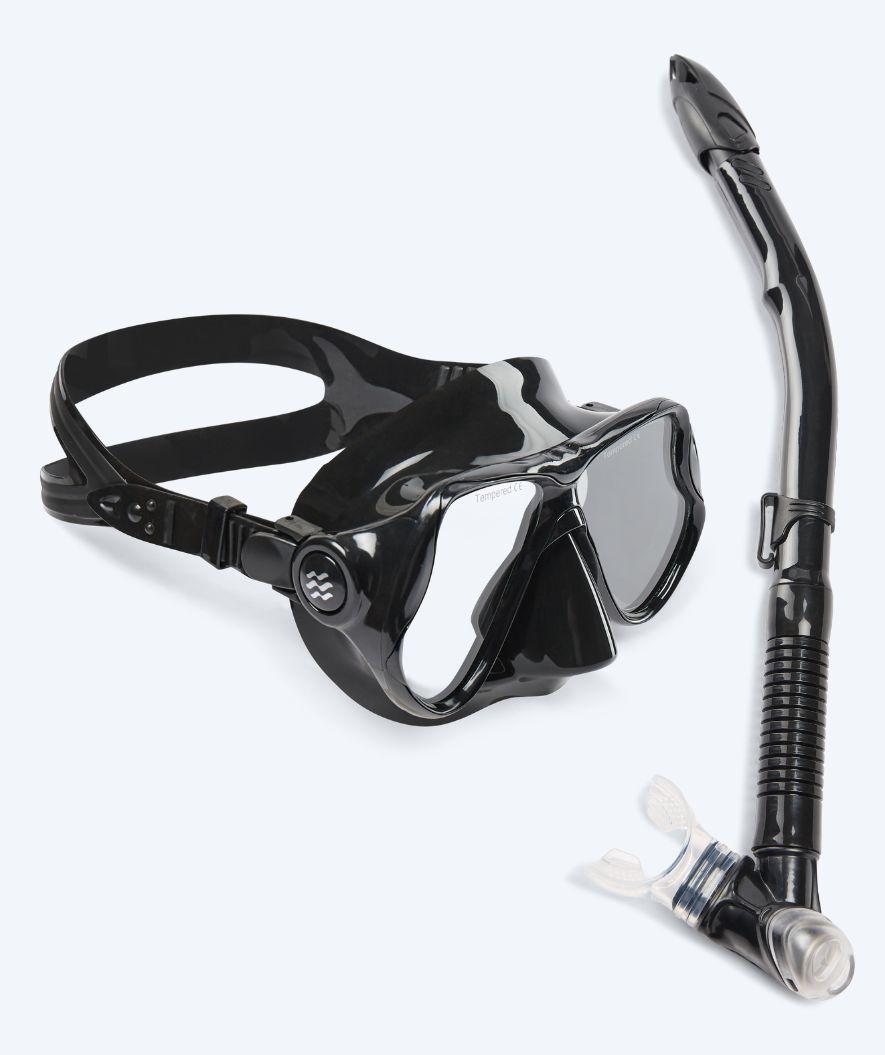 Watery Combo snorkkelisetti aikuisille - Hudson Semi-Dry - Musta