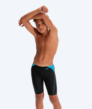 Speedo pitkät uimahousut pojille - Hyperboom Splice - Musta/sininen
