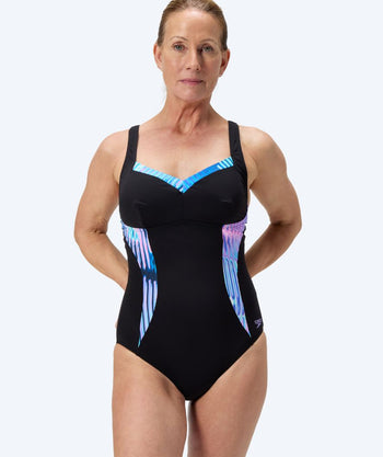 Speedo uimapuku naisille - Shaping Printed LunaElustre - Musta/turkoosi