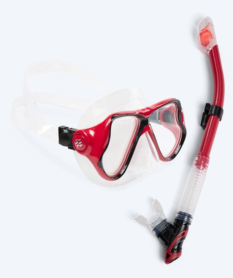 Watery Combo snorkkelisetti aikuisille - Hudson Full-dry - Punainen