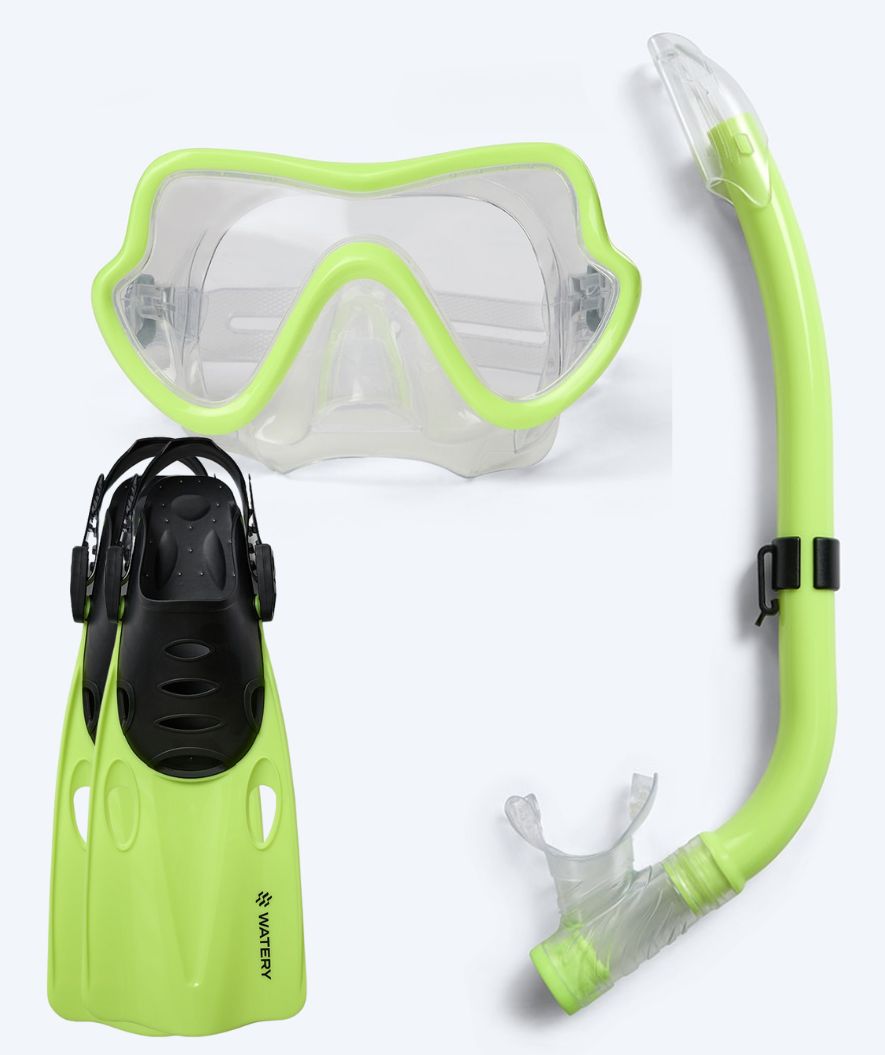 Watery snorkkelisetti junioreille (8-15) - Trigger/Masika - Keltainen/vihreä