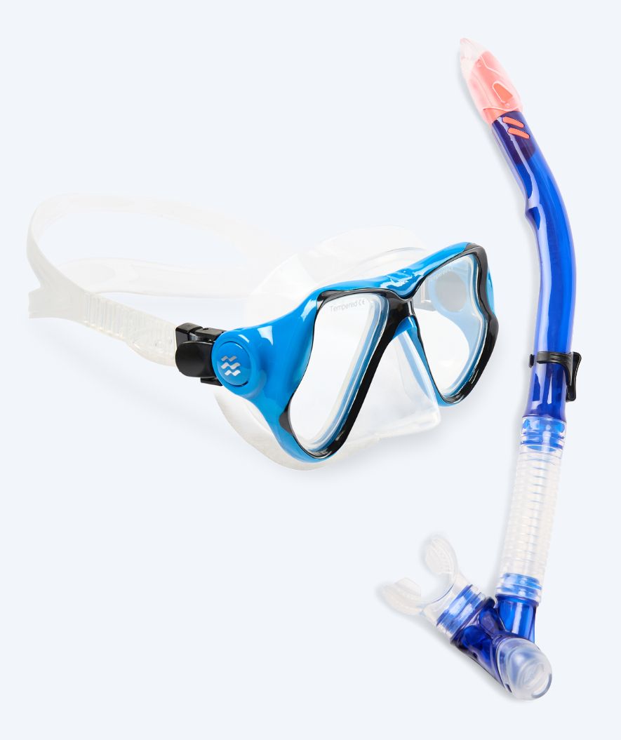Watery Combo snorkkelisetti aikuisille - Hudson Semi-Dry - Sininen