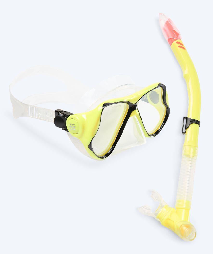 Watery Combo snorkkelisetti aikuisille - Hudson Semi-Dry - Keltainen