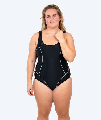 Watery uimapuku plus size naisille - Tamaya U-Back - Musta/Valkoinen