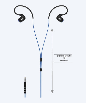 H2OAudio vedenkestävät kuulokkeet - Surge SX10 pitkä naru - Sininen