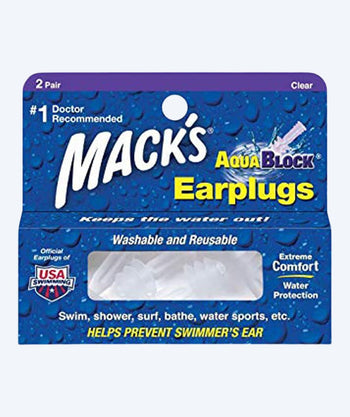 Mack´s korvatulpat uintiin 2 paria - Aqua Block - Läpinäkyvä