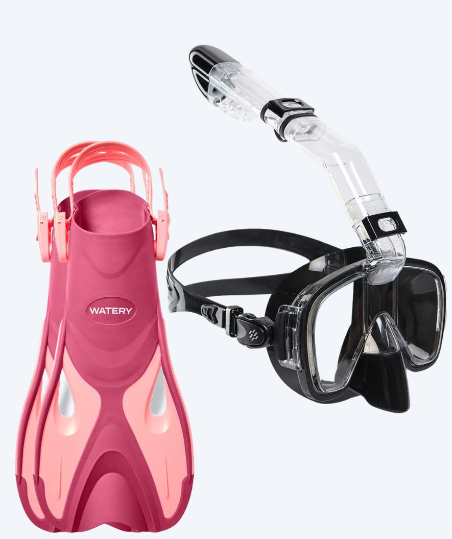 Watery snorkkelisetti aikuisille - Fisher/Pearl - Pinkki/musta