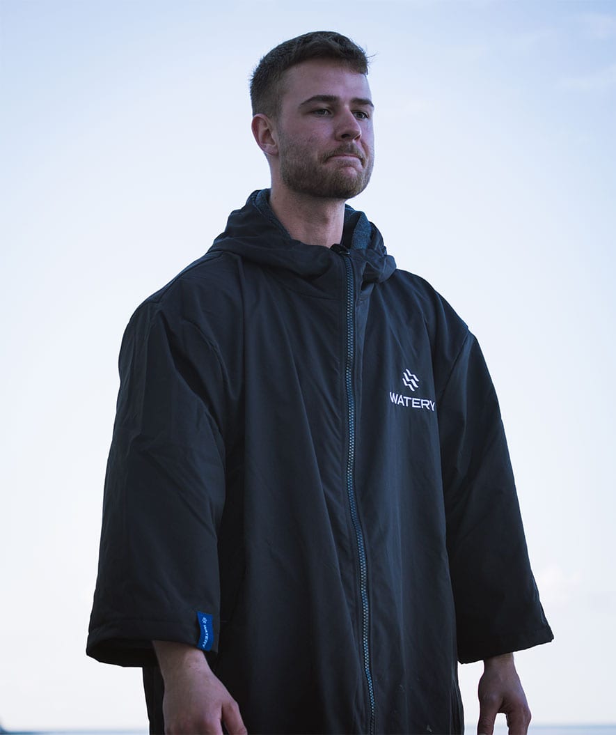 Watery surffiponcho - Waterproof - Musta