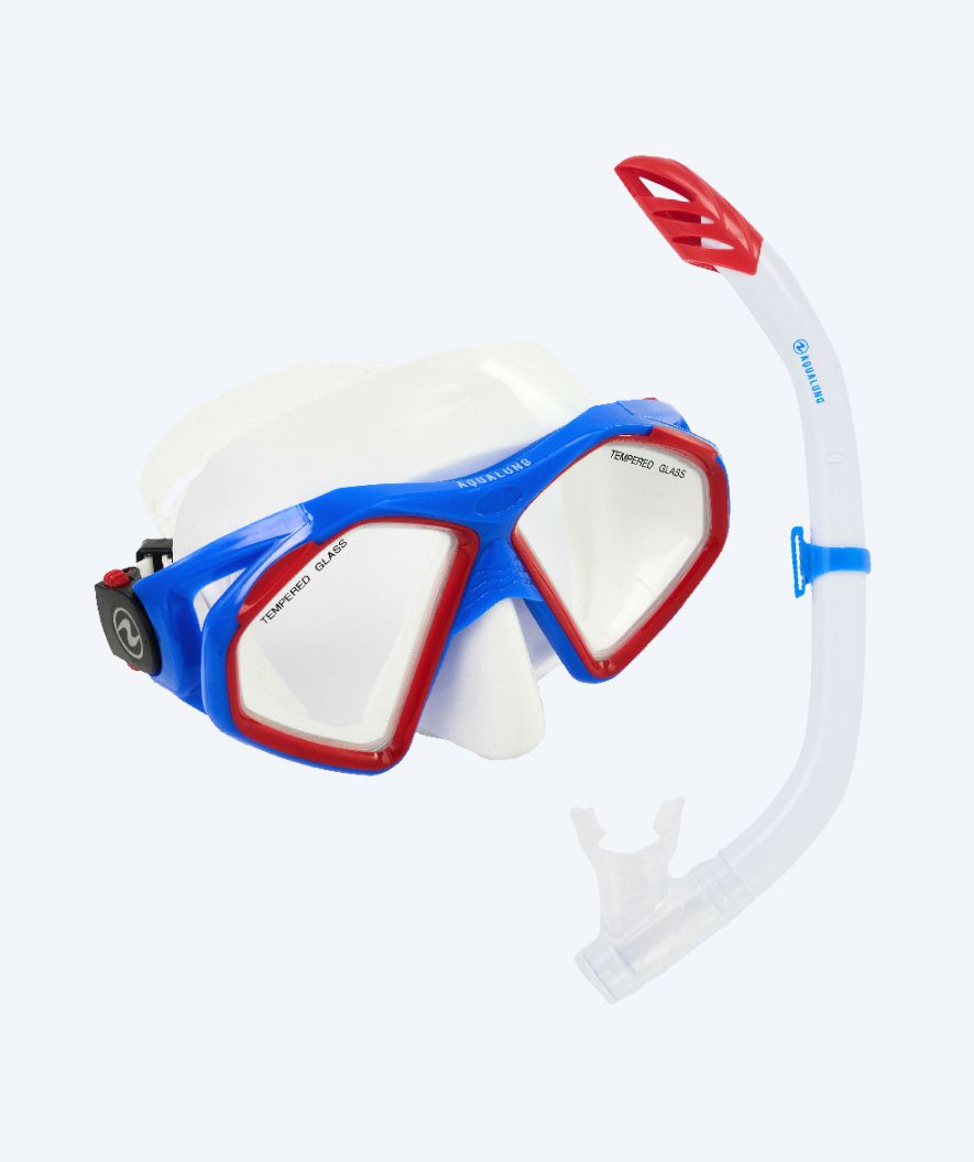Aqualung Combo snorkkelisetti aikuisille - Combo Hawkeye - Sininen/punainen