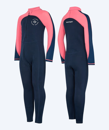 Watery UV-märkäpuvut lapsille - Calypso Full-Body - Koralli/tummansininen