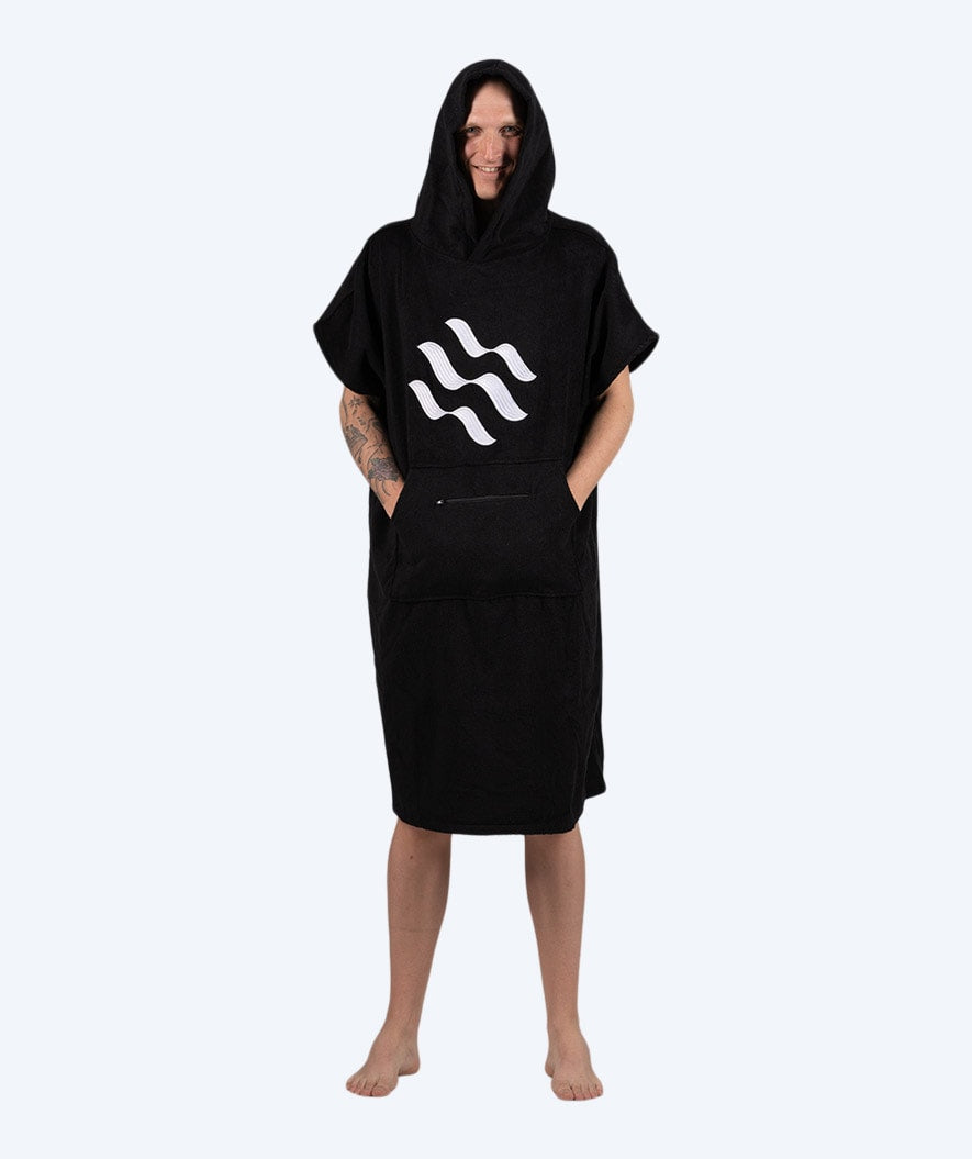Watery kylpyponcho aikuisille - Puuvilla - Musta