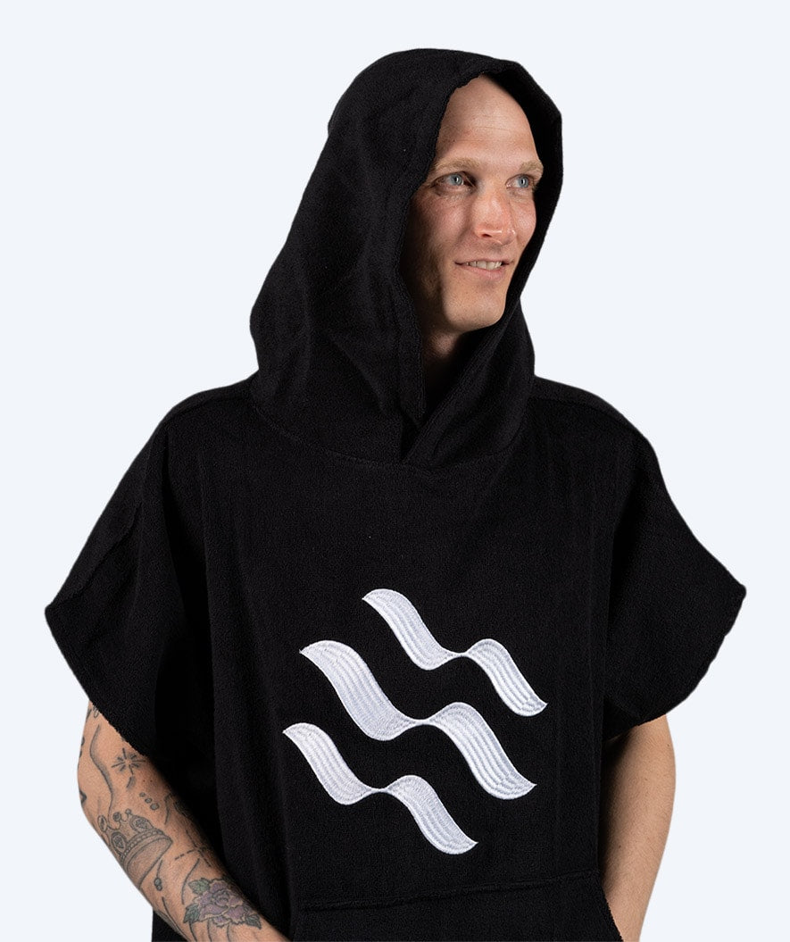 Watery kylpyponcho aikuisille - Puuvilla - Musta