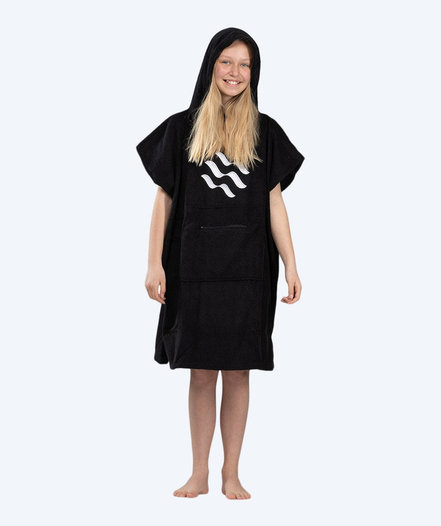 Watery kylpyponcho junioreille (6-15) - Puuvilla - Musta