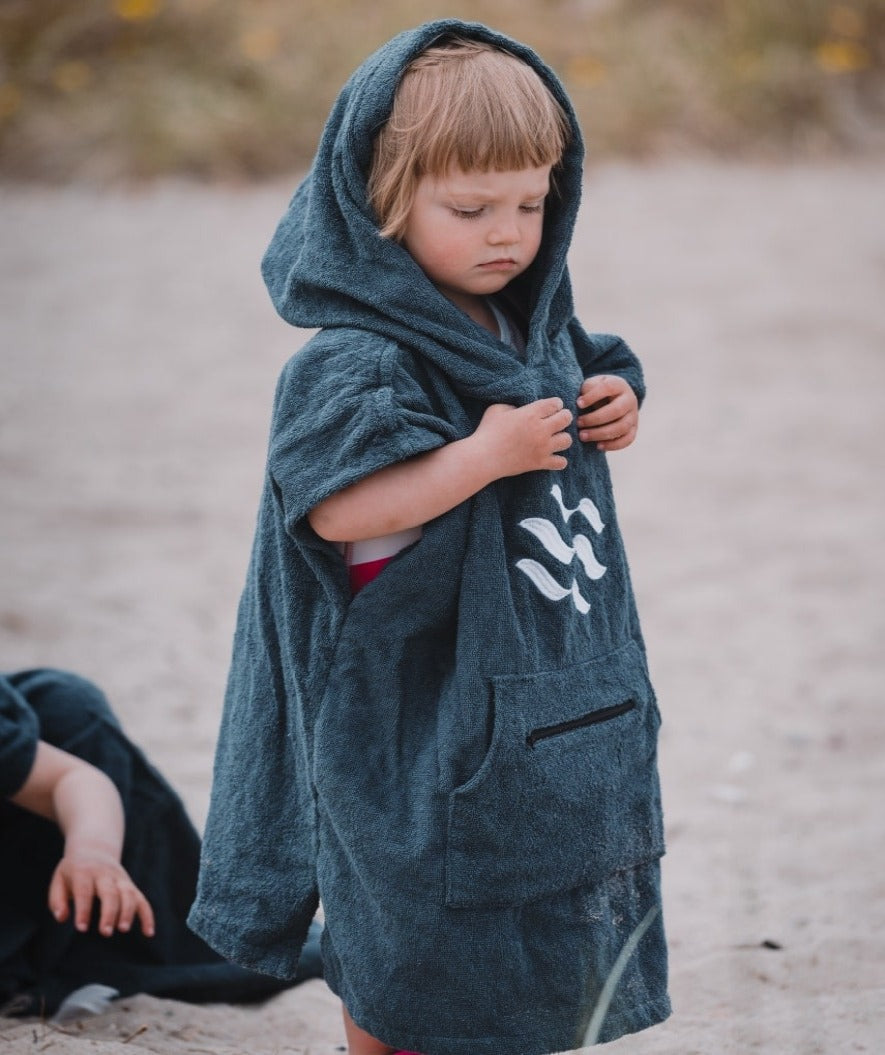 Watery kylpyponcho lapsille (1-6) - Puuvilla - Tummansininen