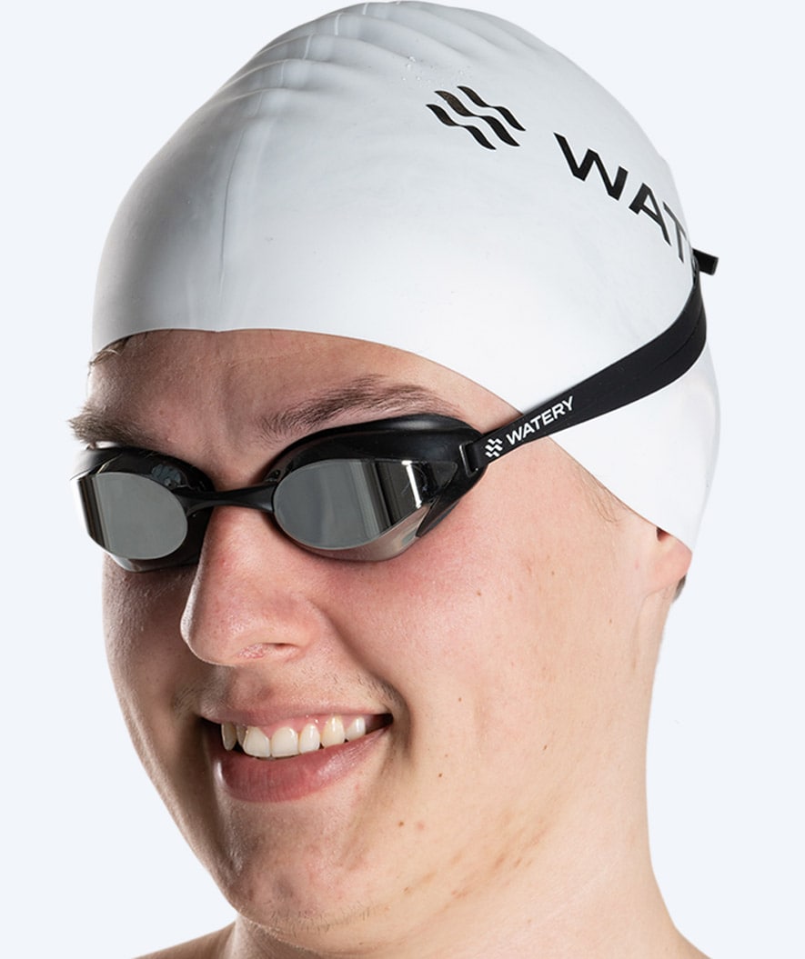 Watery Elite-uimalasit - Poseidon Ultra Mirror - Musta/hopea
