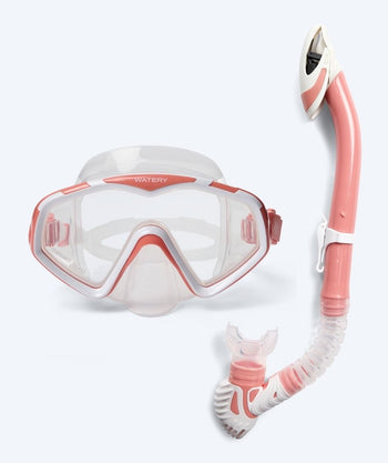Watery Combo snorkkelisetti aikuisille (yli 15 vuotiaille) - Leach Pro - Valkoinen/vaaleanpunainen