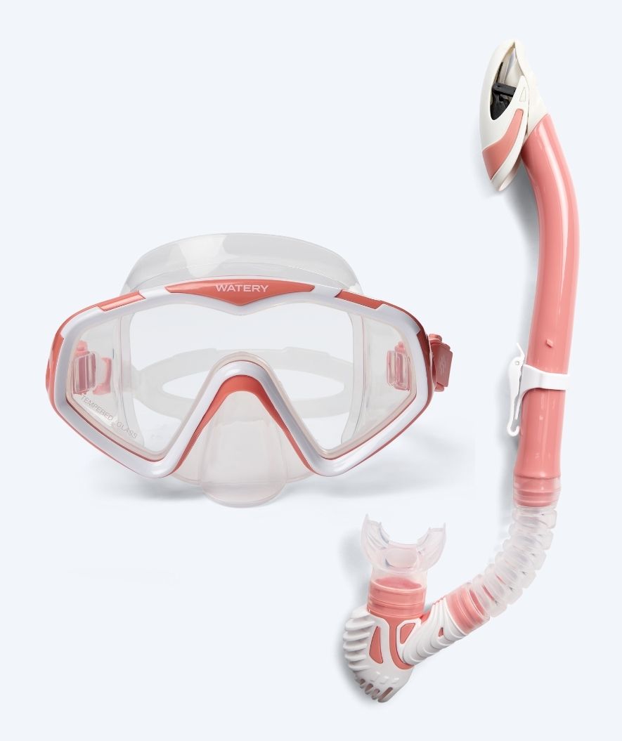 Watery Combo snorkkelisetti aikuisille (yli 15 vuotiaille) - Leach Pro - Valkoinen/vaaleanpunainen