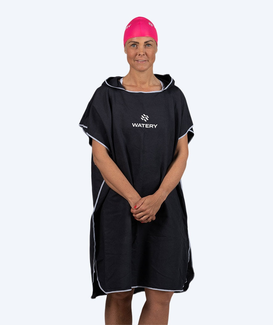 Watery kylpyponcho aikuisille - Mikrokuitu - Musta