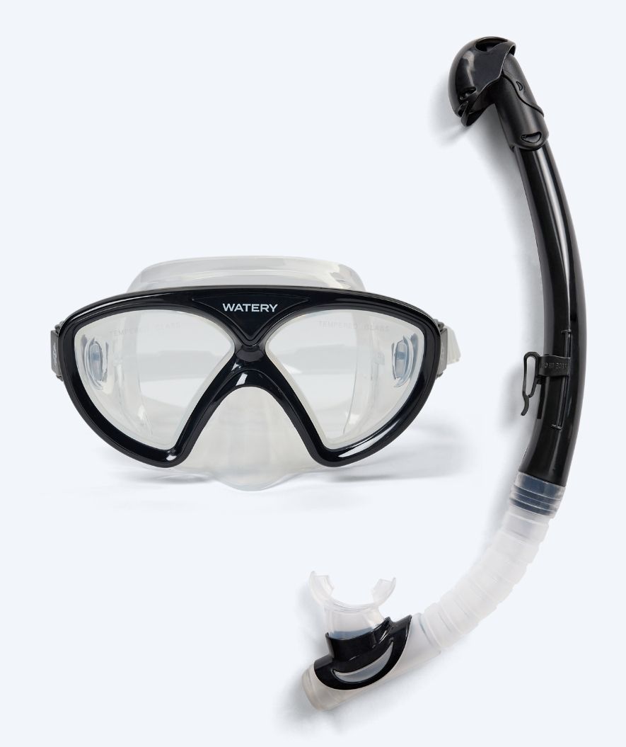 Watery Combo snorkkelisetti junioreille (8-15) - Ohio - Musta