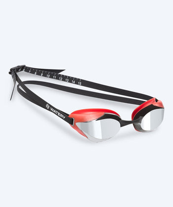 Watery Elite-uimalasit - Poseidon Ultra Mirror - Punainen/hopea