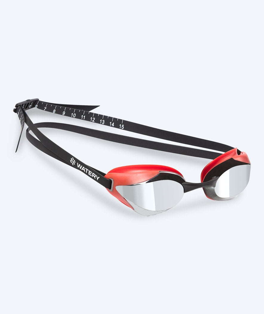 Watery Elite-uimalasit - Poseidon Ultra Mirror - Punainen/hopea