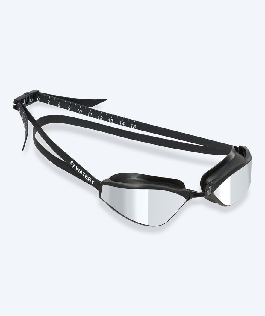 Watery Elite-uimalasit - Storm Racer Mirror - Musta/hopea