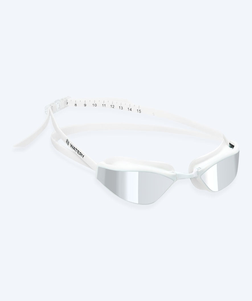 Watery Elite-uimalasit - Storm Racer Mirror - Valkoinen/hopea