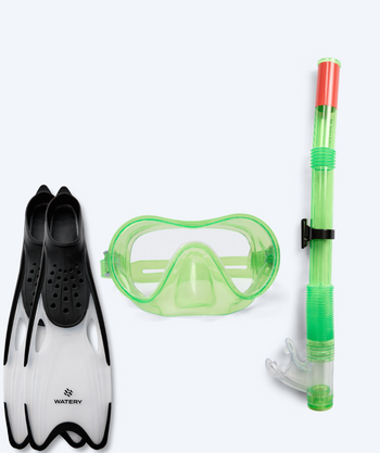 Watery snorkkelisetti junioreille (8-15) - Jubal/Rilian - Vihreä/musta