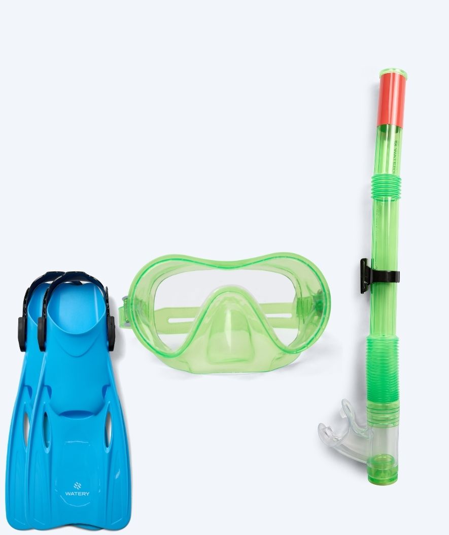 Watery snorkkelisetti junioreille (8-15) - Jubal/Fleetwood - Vihreä/sininen