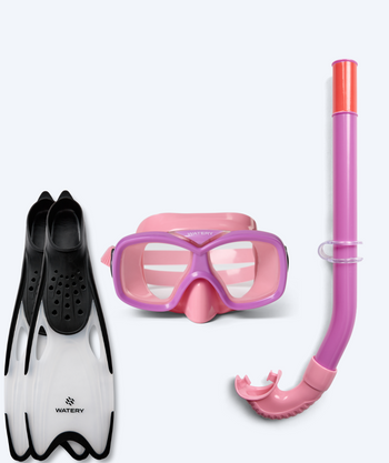 Watery snorkkelisetti junioreille (8-15) - Misu/Rilian - Vaaleanpunainen/musta